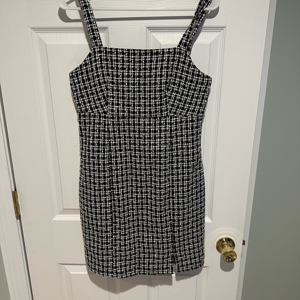 Miami Black and White Plaid Mini Dress